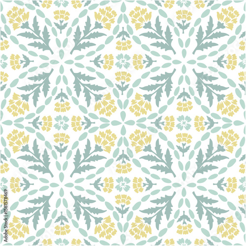 floral damask pattern repeat vector file boho floral flower damask pattern, floral tile print