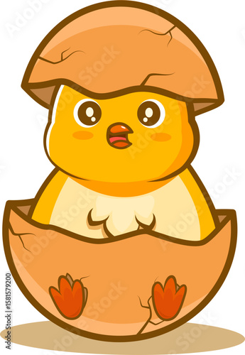 cute chick mascot illustration