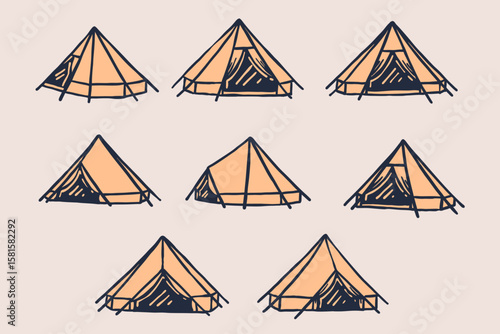 Vintage Bell Tent Illustration Bundle – Outdoor Camping Vectors