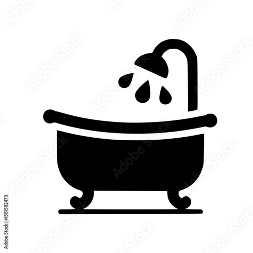Baby Bathtub Silhouette Icon – Minimalist Black SVG Clipart