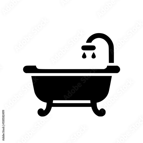 Baby Bathtub Silhouette Icon – Minimalist Black SVG Clipart