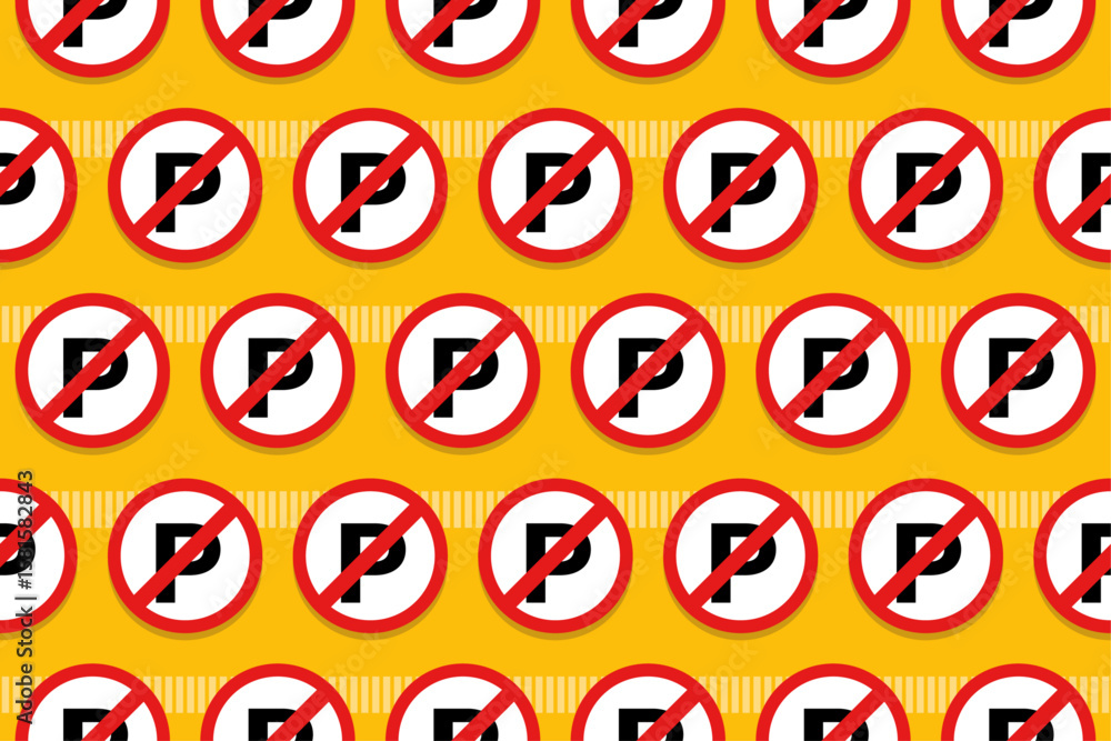 Fototapeta premium No Parking Sign Seamless Pattern