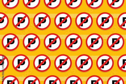 No Parking Sign Seamless Pattern