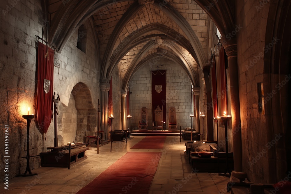 Fototapeta premium The enchanting medieval throne room within the castle.
