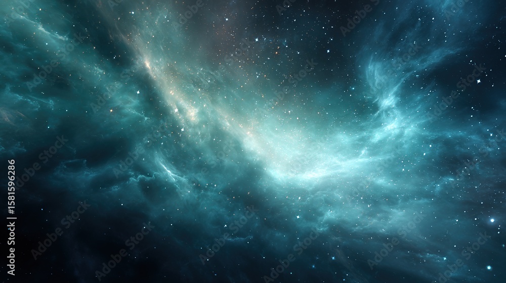 Fototapeta premium Mystical Night Sky with Nebula and Stars, Perfect for Science and Technology Themed Designs and Backgrounds