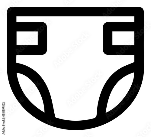 Simple Outline Icon of a Baby Diaper for Infant Care and Hygiene Products