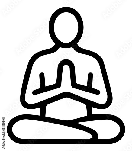 Minimalist iconic depiction of a person in peaceful meditation lotus pose