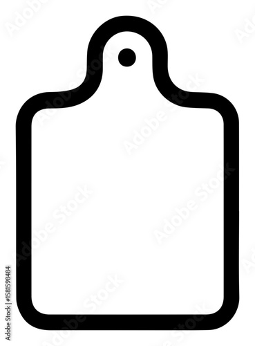 Simple black outline icon of a classic kitchen chopping board for food preparation