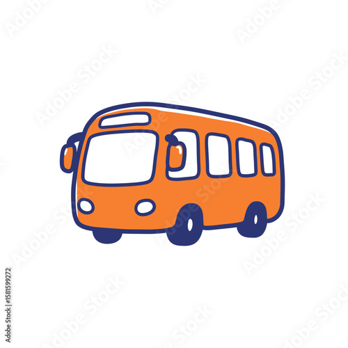 Simple orange bus icon in wiggly style