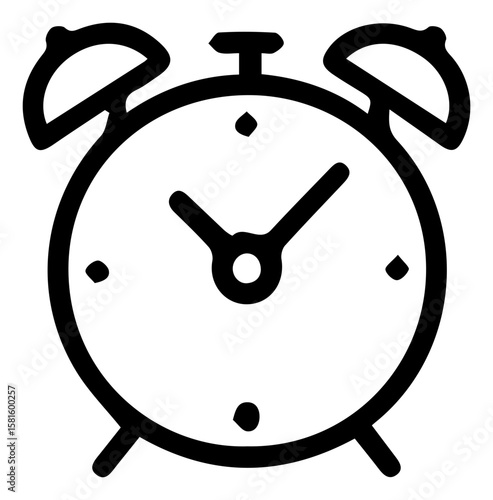 Minimalist outline icon of a classic desk alarm clock signifying time management and punctuality