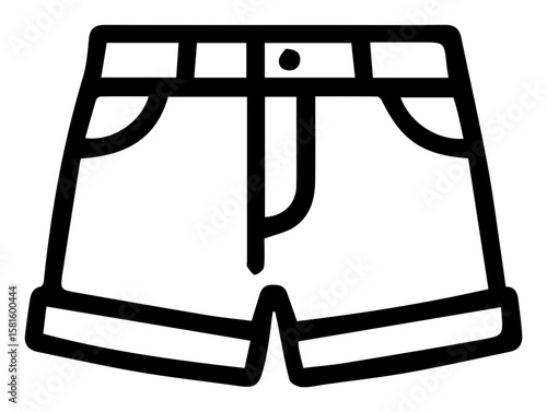 Minimalist black outline icon of comfortable shorts ideal for warm weather casual style