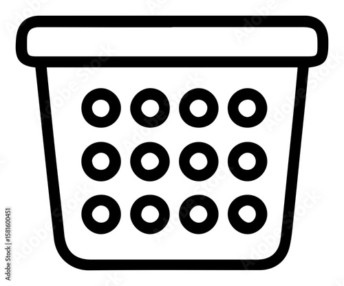 Stylish black line art depiction of a practical clothes hamper for home use