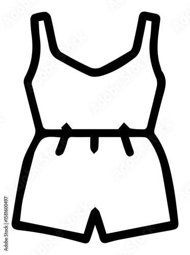 Outline of a fashionable one piece playsuit perfect for summer fun and relaxed comfort
