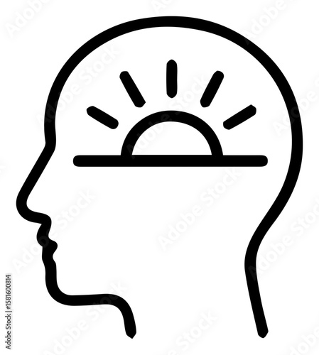 Inner light illuminating the mind representing inspiration and mental awakening