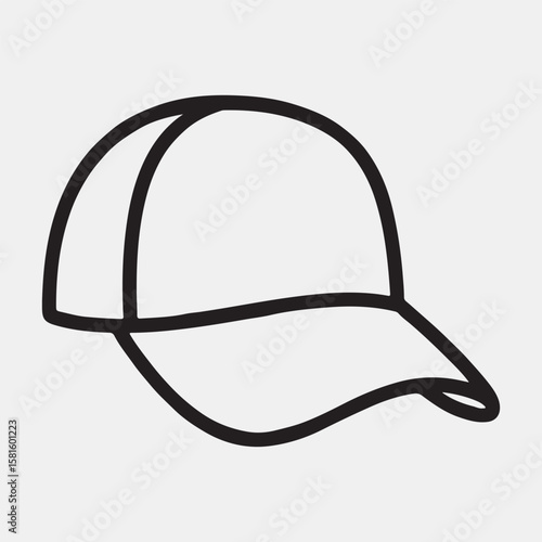 Simple black line drawing of a baseball cap.
