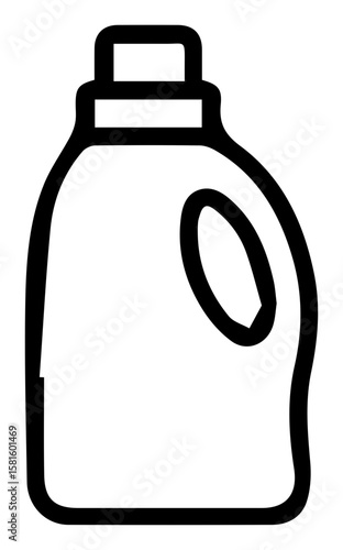 Minimalist Black Outline Icon of a Household Cleaning Liquid Bottle with Handle and Cap