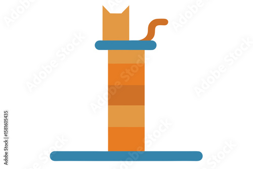 cat scratching post on white background
