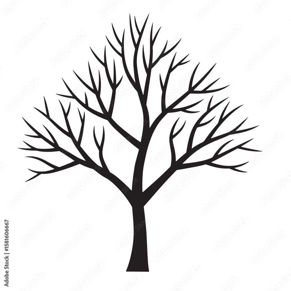 Obraz premium Simple black tree silhouette on white background suitable for various design projects