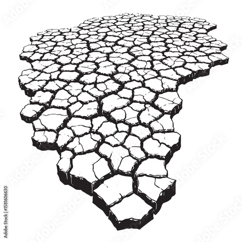 Textured illustration of dried and cracked earth surface representing aridity or drought conditions