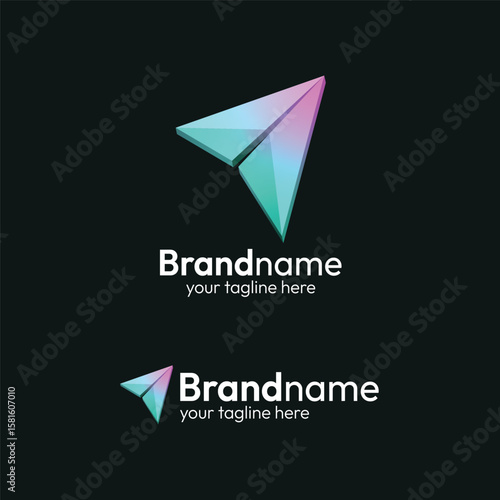 Modern Geometric Paper Airplane Vector Logo for Communication, Travel, Startups, and Creative Messaging Brands