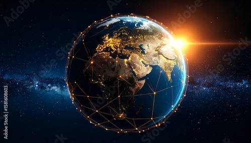 Fototapeta Naklejka Na Ścianę i Meble -  Earth, network, space