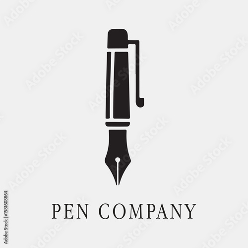 Elegant feather pen logo with a modern calligraphy style.
