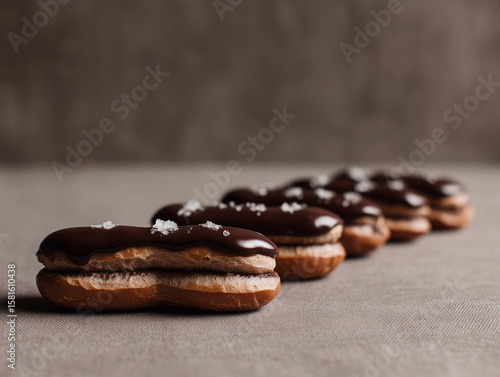 Wallpaper Mural Irresistible Chocolate Éclairs Elegantly Aligned Like Petite Gourmet Treasures Tempt Connoisseurs With Luscious Pastry Perfection Torontodigital.ca
