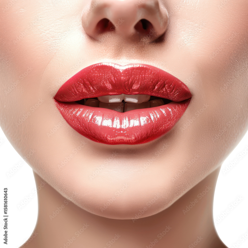 Obraz premium closeup Lips, beautiful woman face and mouth isolate on transparency background