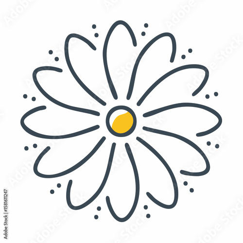 minimalist daisy icon in monoline style simple elegant floral outline centered on 1000 by 1000 px artboard
