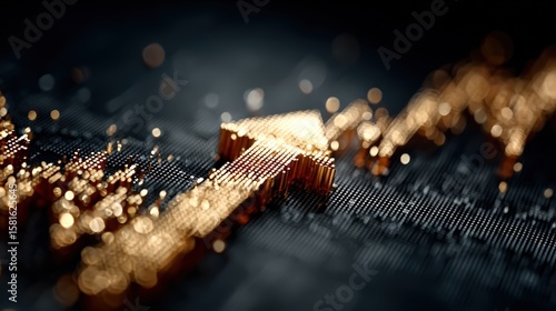 Golden Arrow Pointing Upward on Financial Chart - Growth & Success