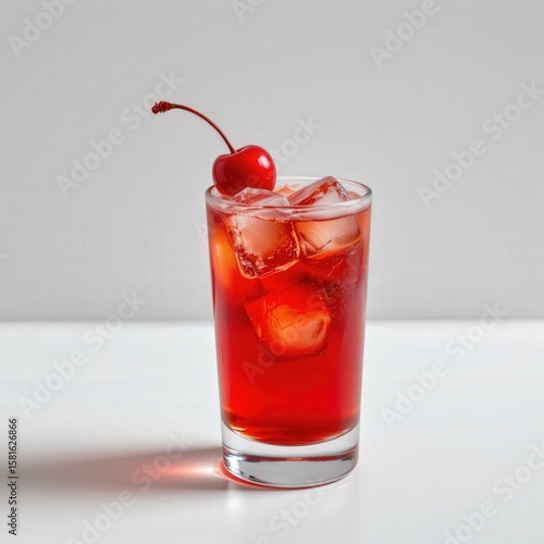 Wallpaper Mural Refreshing Cherry Cocktail with Ice Cubes in a Clear Glass on a Light Background Torontodigital.ca