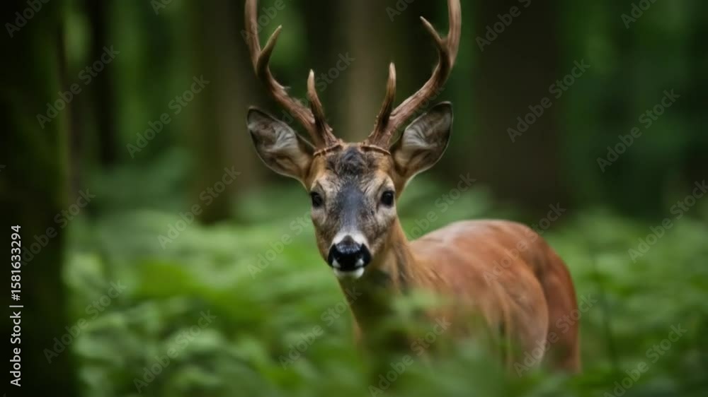 Deer in lush forest scene Deer in lush forest scene