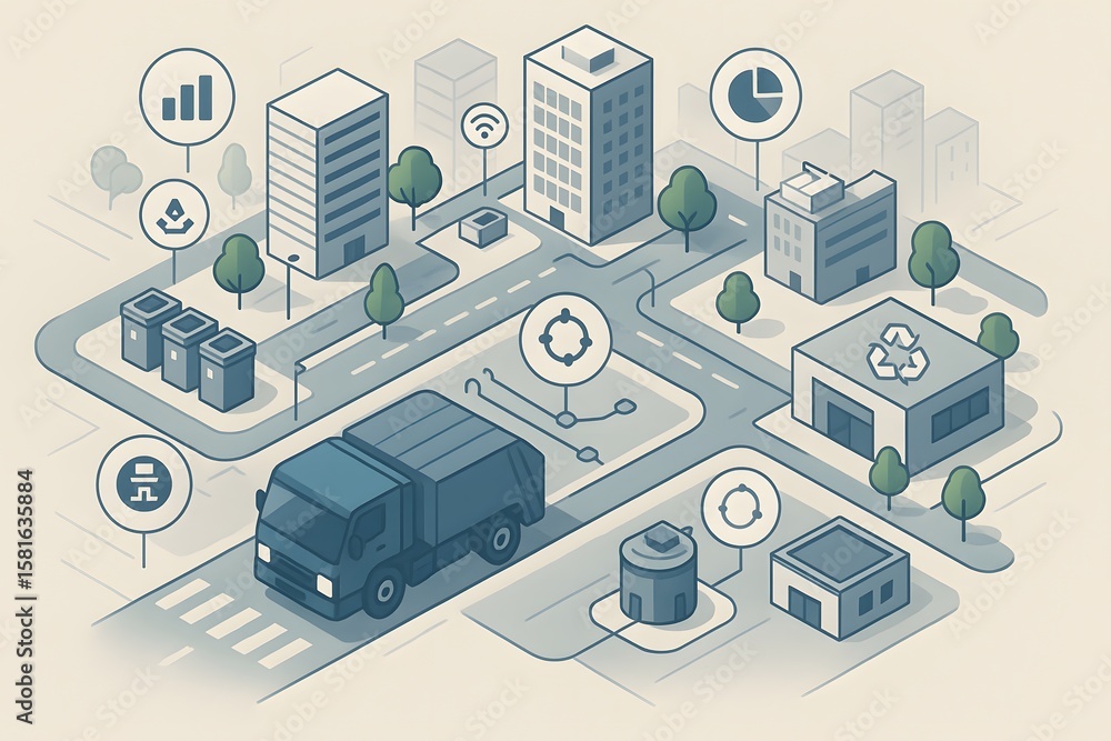 Fototapeta premium Smart City Infrastructure Illustration for Urban Development