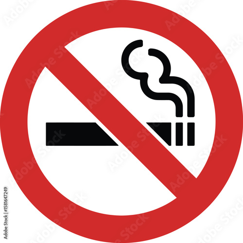 No smoking symbol graphic illustration of cigarette and smoke