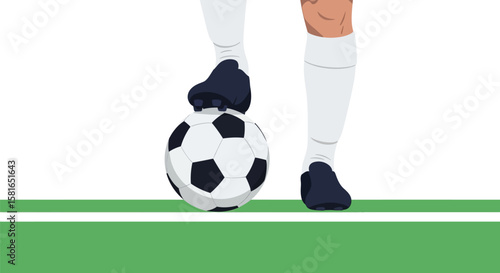 Football player readies for kickoff with a ball on the field