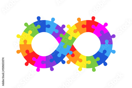 Infinity symbol colorful puzzle design. Vector isolated on a white background.