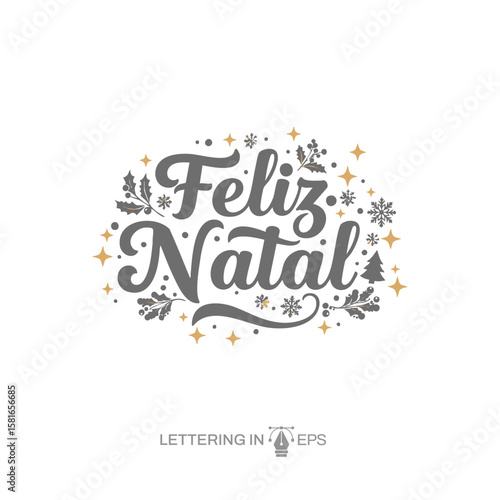 Lettering Feliz Natal para Composição EPS Vetor