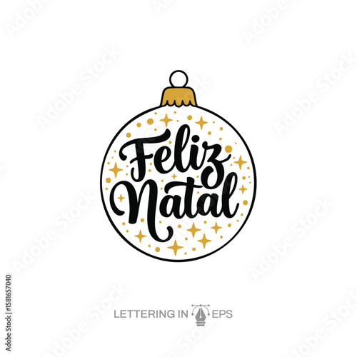 Lettering Feliz Natal para Composição EPS Vetor