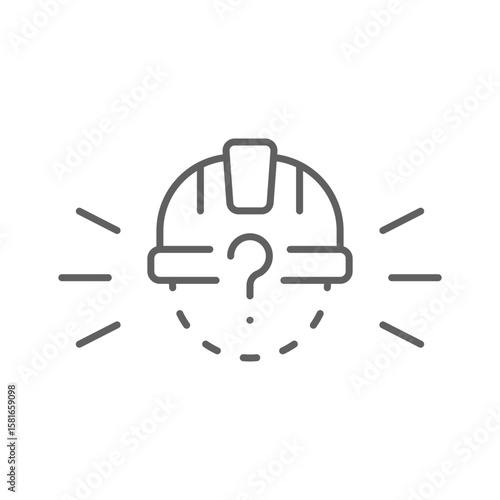 Missing Worker Hard Hat Icon. Outline Style Vector. Editable Stroke. Labor Shortage in Construction, Unfilled Job Vacancy, Absent Staff Crisis, Hiring Alert, Workforce Gap, Industrial Employment Issu