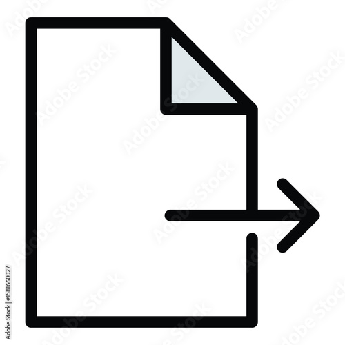 Document export icon flat line style illustration representing file sharing and data transfer, suitable for digital workflows, office applications, and business process projects