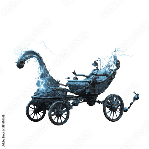 vintage carriage on white background