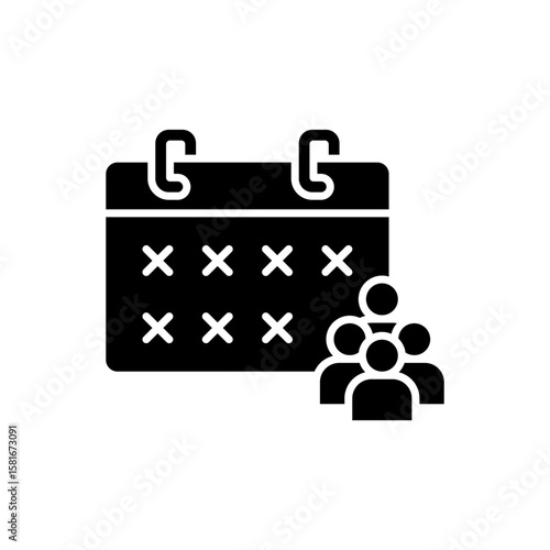 Staff Absence Calendar Icon. Glyph Style. Vector. Empty Work Schedule with Team Members. Labor Shortage Problem. Workforce Availability Issue. HR Planning and Employee Gap Symbol