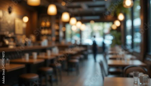 Defocused café scene with abstract blurring background