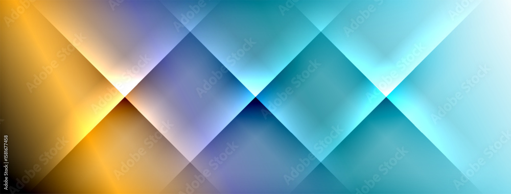 Obraz premium Abstract geometric pattern. Diagonal shapes blend vibrant colors, creating dynamic visual texture. Smooth gradients dominate composition.