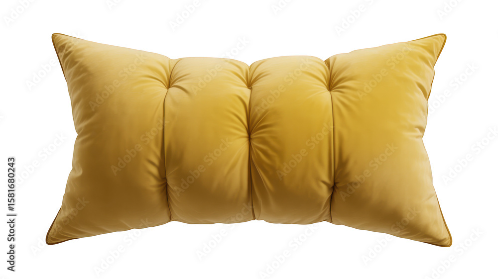 Obraz premium Plush Tufted Lumbar Pillow isolated on a transparent background yellow