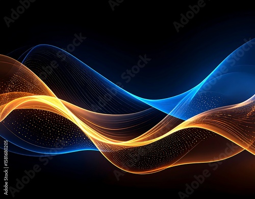 Abstract wavy lines of glowing light