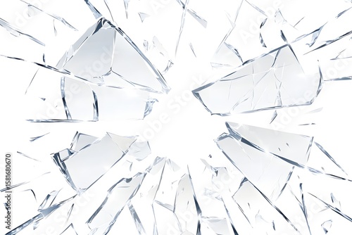 shattered glass vector effect with sharp edges and transparent center, clean white background 
