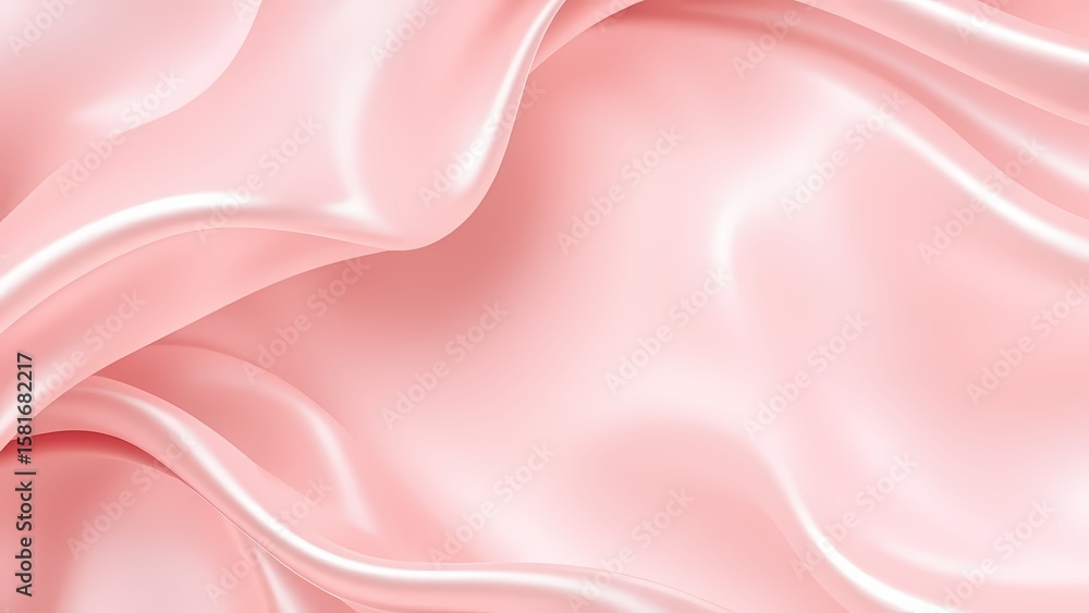 Obraz premium 幾重にも重なるピンクの滑らかな光沢ウェーブ34