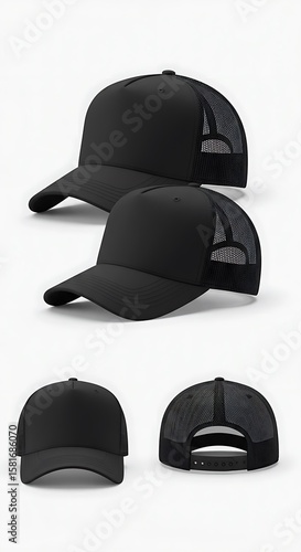 Shadow Play: Black Trucker Cap