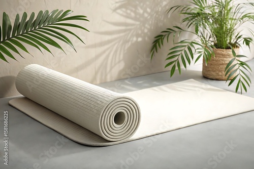 Yoga mat pilates fitness exercise workout meditation wellness at home gym